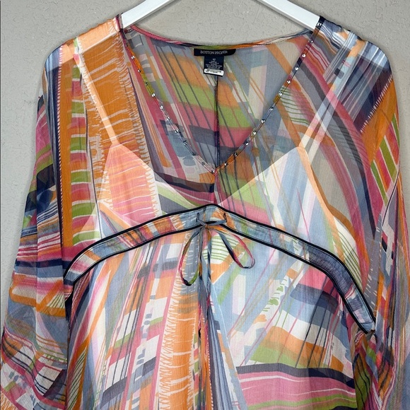 Boston Proper 100% Silk Sheer V Neck Blouse with V Neck Camisole Top Size 12 - Picture 2 of 16